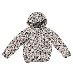 Mango Kids Floral Zip Up Puffer Jacket